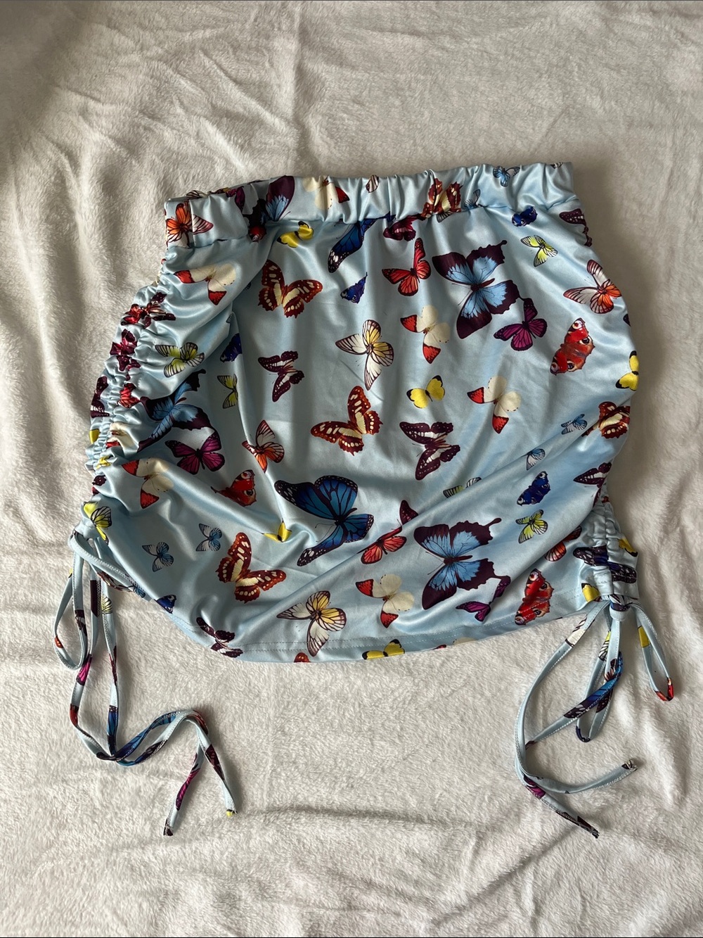 SHEIN Light Blue Butterfly Drawstring Skirt